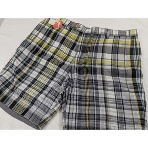 Mens‎ 38x9 Tommy Bahama Linen Shorts Reversible Yellow Plaid Gray Relax Island